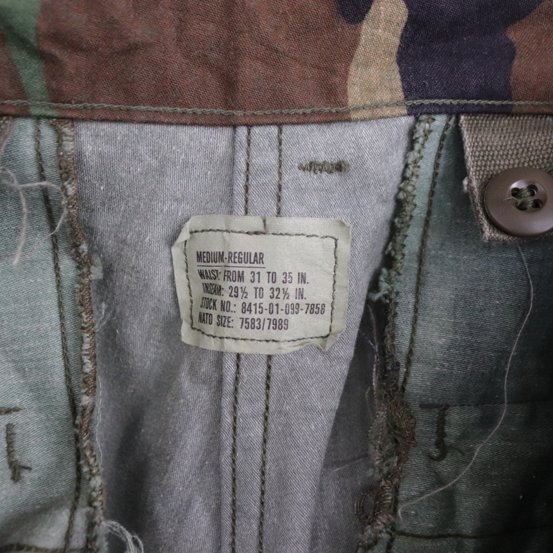 S271 80s Vintage cargo pants #1980 period made inscription M size green M-65 wood Land duck TALON zipper military U.S.ARMY American Casual 