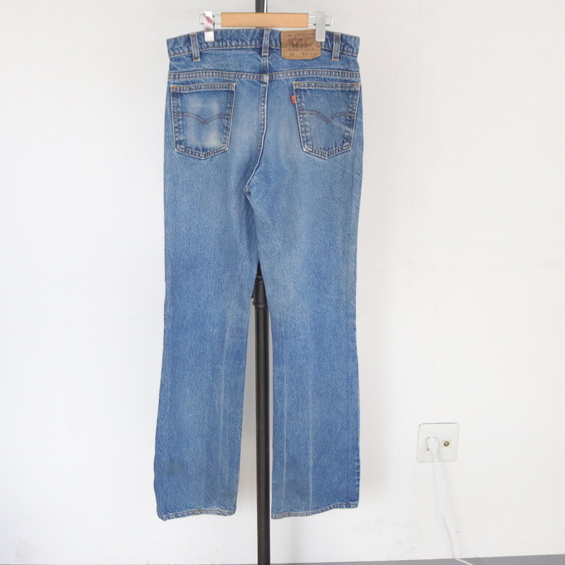 L385 90sビンテージ リーバイス LEVIS 517 ブーツカット デニムパンツ USA製■1990年代製 表記33インチ ブルー アメカジ LEVIS Gパン 80s_画像2