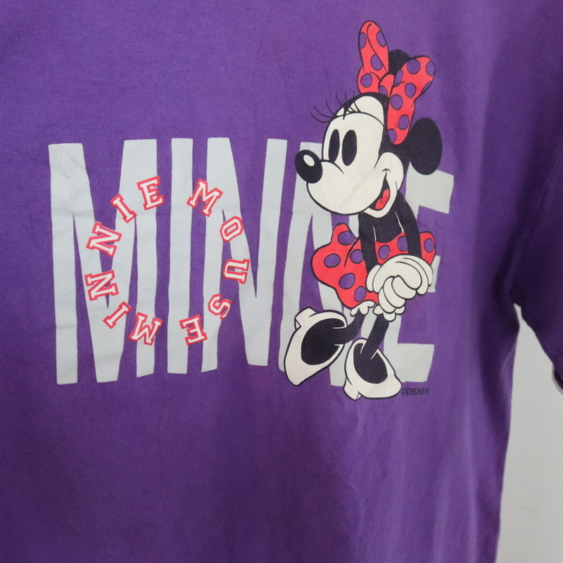 F390 90sビンテージ USA製 半袖DisneyTシャツ■1990年代製 表記Lサイズ ミニーマウス パープル 紫色 アメカジ ストリート 激安 古着 00s _画像7