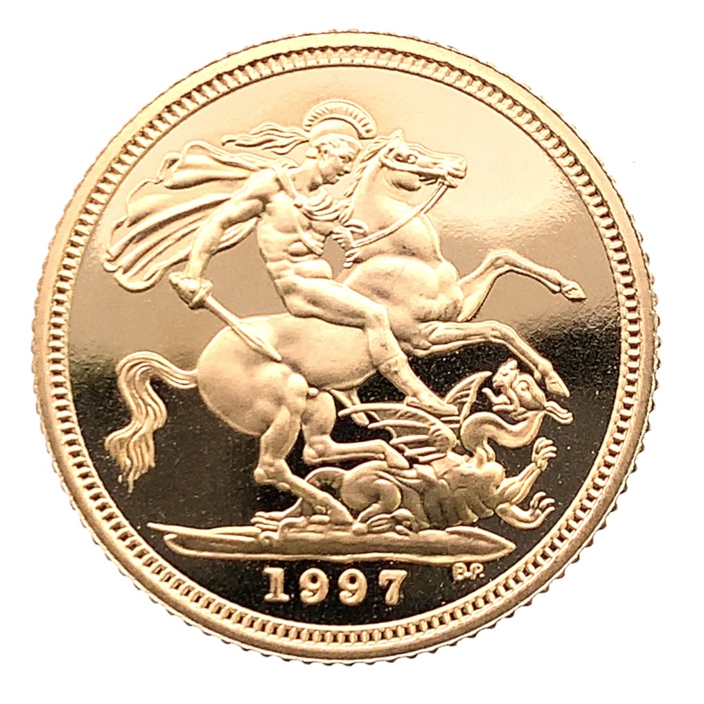 ソブリン金貨 聖ジョージ竜退治 エリザベス2世 金貨 イギリス 1997年 22金 3.9g イエローゴールド GOLD コレクション 美品