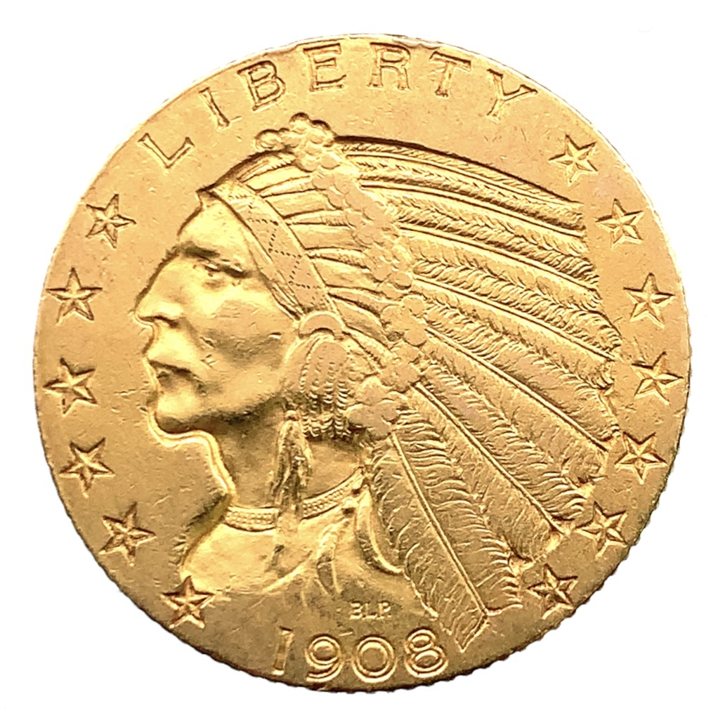 インディアン アメリカ 金貨 5ドル イーグル 1909年 8.3g 21.6金 イエローゴールド コレクション アンティークコイン Gold