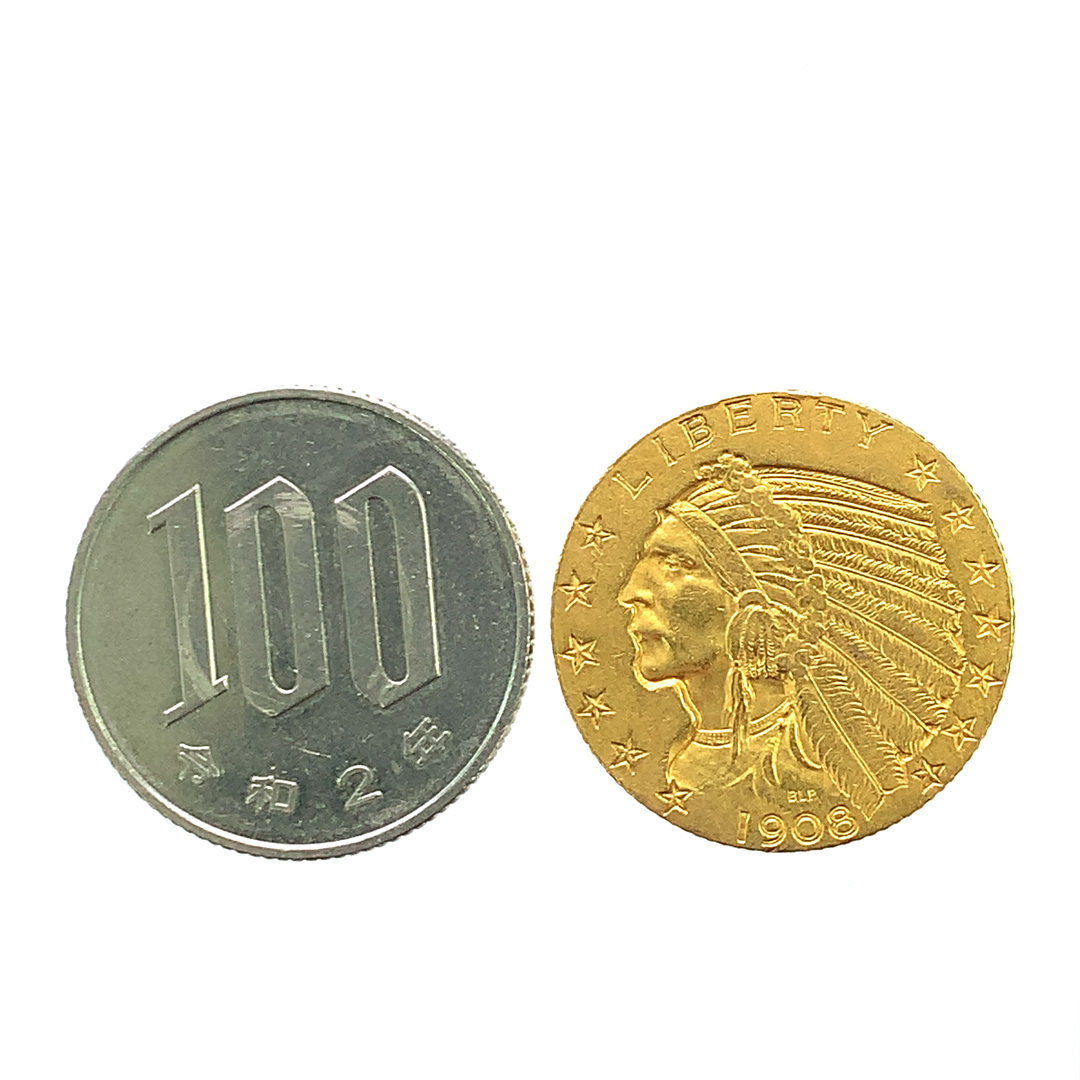 インディアン アメリカ 金貨 5ドル イーグル 1909年 8.3g 21.6金 イエローゴールド コレクション アンティークコイン Gold_画像3