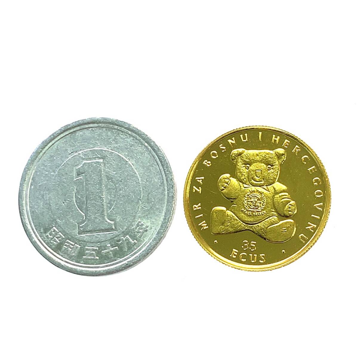 テディベア金貨 ボスニア・ヘルツェゴビナ エリザベス女王 1995年 3.1g 純金 K24 1/10オンス コイン コレクション 美品_画像3