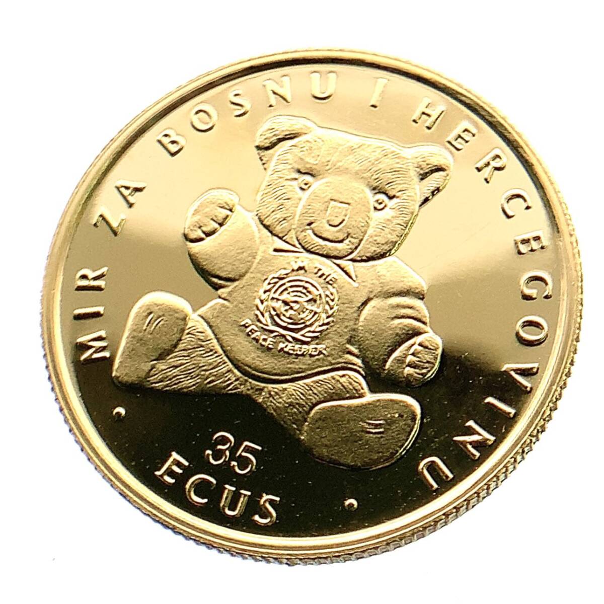 テディベア金貨 ボスニア・ヘルツェゴビナ エリザベス女王 1995年 3.1g 純金 K24 1/10オンス コイン コレクション 美品_画像1