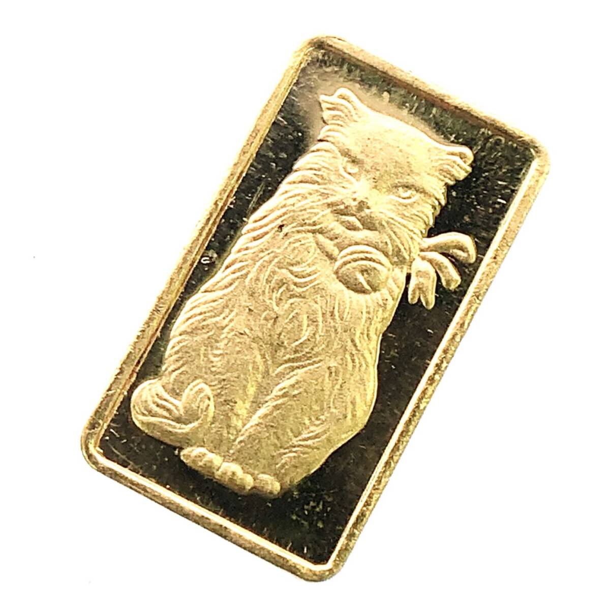 猫金貨 角型 24金 純金 1g ロンドン イエローゴールド コイン GOLD コレクション 美品_画像1