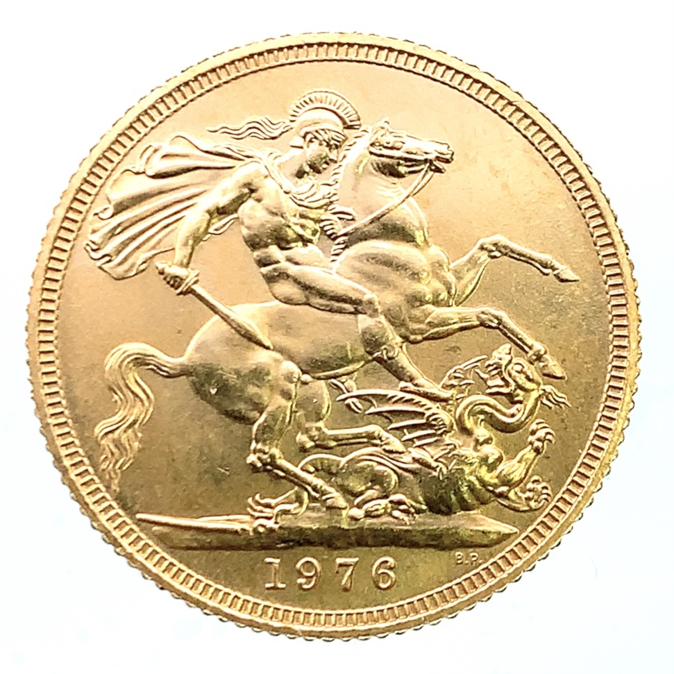 エリザベス2世 金貨 イギリス ソブリン 美品 1976年 22金 8g イエローゴールド コイン GOLD コレクション