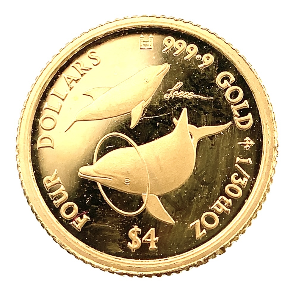 イルカ金貨 エリザベス女王 2018年 K24 純金 1g クック諸島 イエローゴールド コレクション Gold 美品
