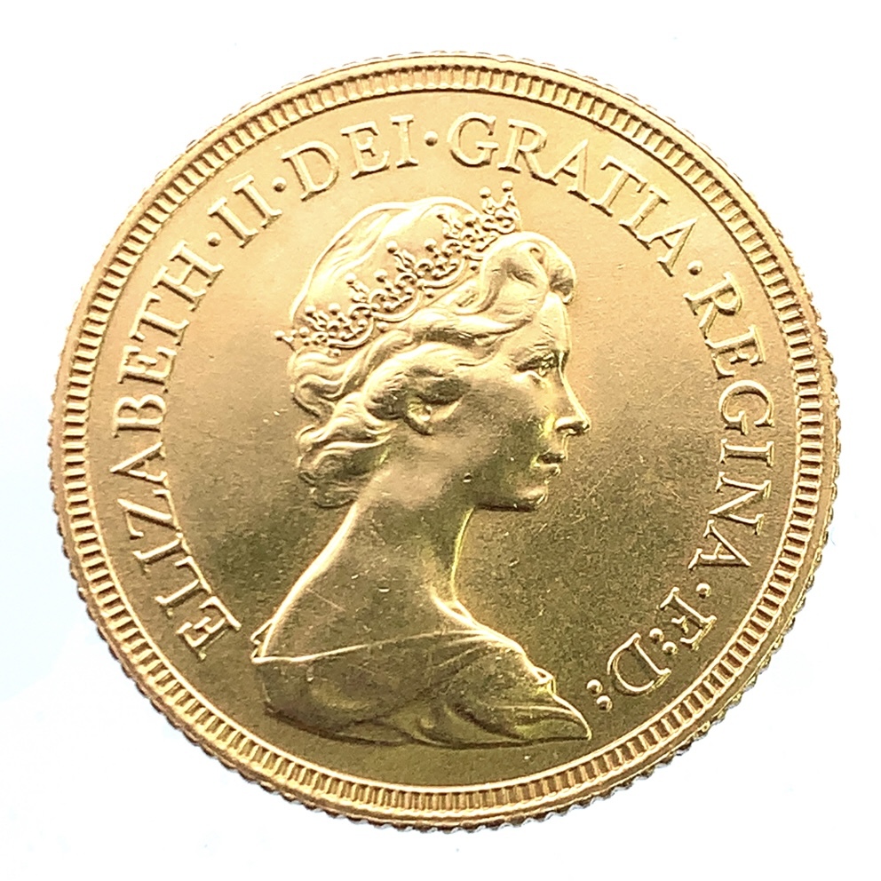 エリザベス2世 金貨 イギリス ソブリン 美品 1981年 22金 8g イエローゴールド コイン GOLD コレクション 美品_画像2