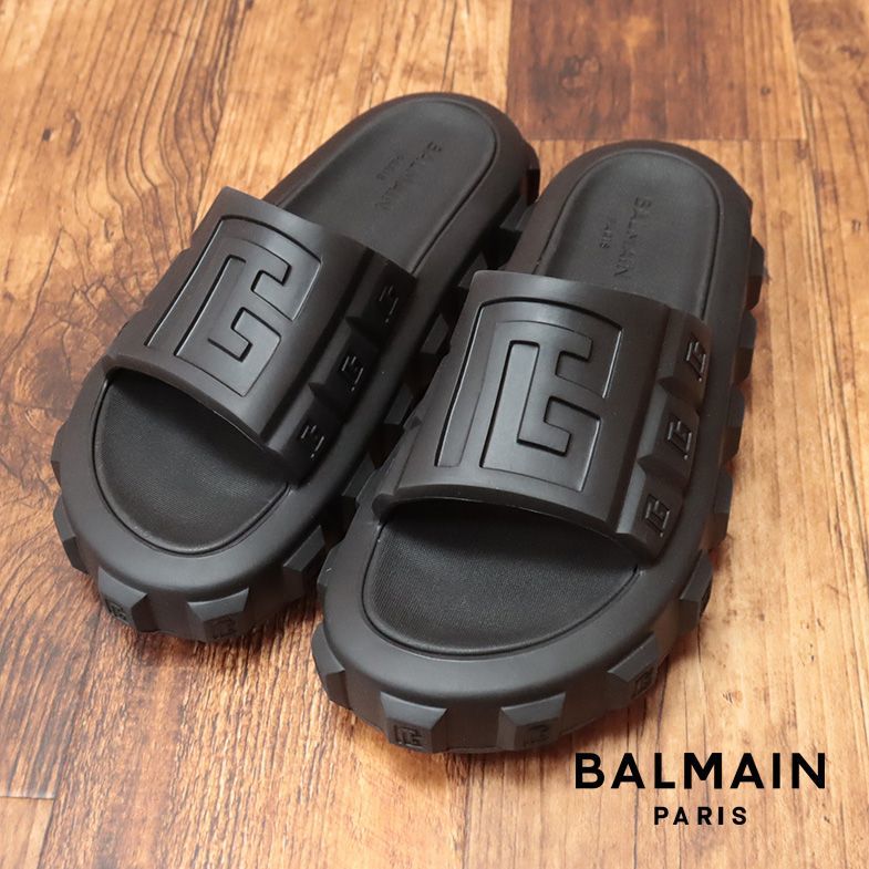 BALMAIN/41(26-26.5cm)/シャワーサンダル AM1UL322 厚底 ロゴ モノグラム モード ストリート 個性 インポート 新品/黒/ブラック/ic144/