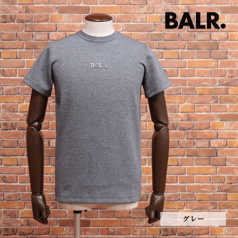 BALR./XLサイズ/丸首Tシャツ B1112.1051 Q-Series Straight T-shirt ロゴ プレート 伸縮性◎ ヨーロッパ製 半袖 新品/グレー/ib249/