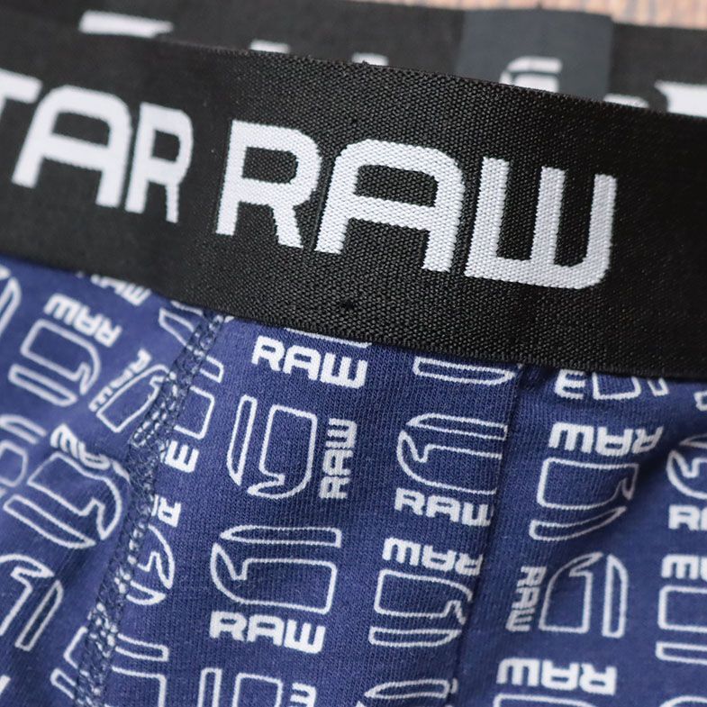 1円/G-STAR RAW/XSサイズ/3枚セット ボクサーパンツ CLASSIC TRUNK 3 PACK AO D13392-B184 ロゴ総柄＆無地 トランクス 新品/紺×青/ia251/_画像7