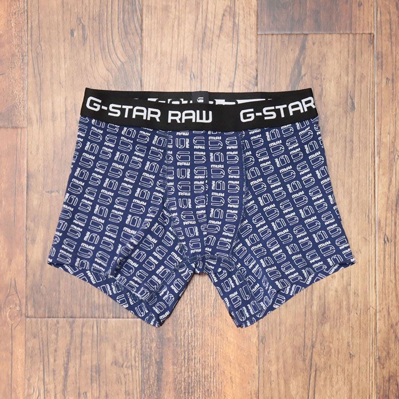 1円/G-STAR RAW/XSサイズ/3枚セット ボクサーパンツ CLASSIC TRUNK 3 PACK AO D13392-B184 ロゴ総柄＆無地 トランクス 新品/紺×青/ia251/_画像6