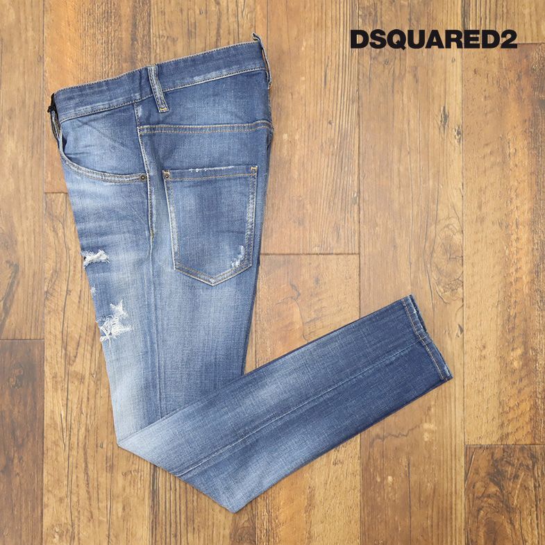 1円/DSQUARED2/44サイズ/スキニー デニム パンツ S71LB0918 SUPER TWINKY JEAN ダメージ リペア加工 イタリア製 新品/青/ブルー/gc123/_画像1