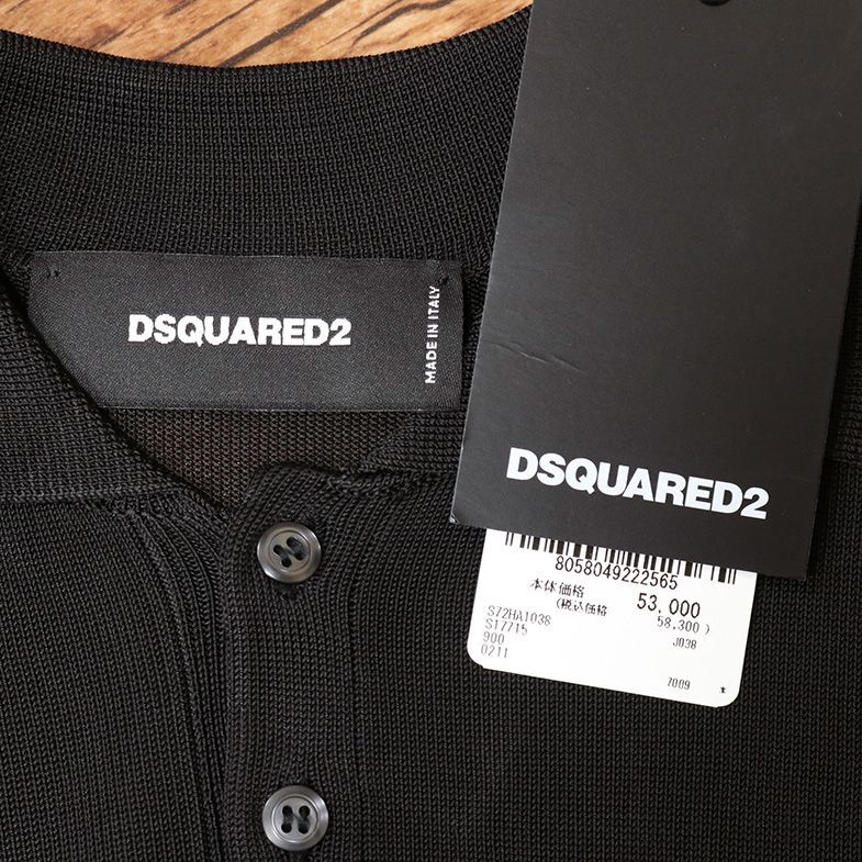 1円/春夏/DSQUARED2/XXSサイズ/S72HA1038 サマーニット ポロ イタリア製 インポート ディースクエアード 新品/黒/ブラック/iy141/_画像5