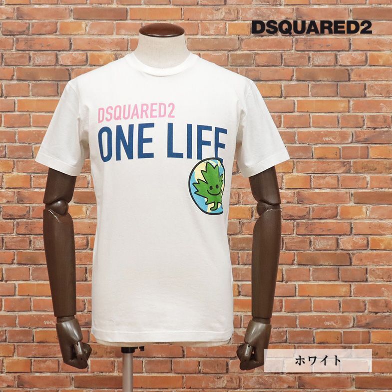 DSQUARED2/XXLサイズ/イタリー製Tシャツ S78GD0056 快適ジャージー ロゴ プリント SDGS クルーネック 半袖 新品/白/ホワイト/id203/