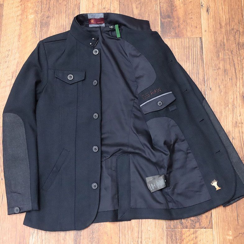 1円/秋冬/G-STAR RAW/Sサイズ/訳 スタンド襟ジャケット CORMAC BLAZER D15521-B809 デニム切替 新品/紺/ネイビー/ia141/_画像5