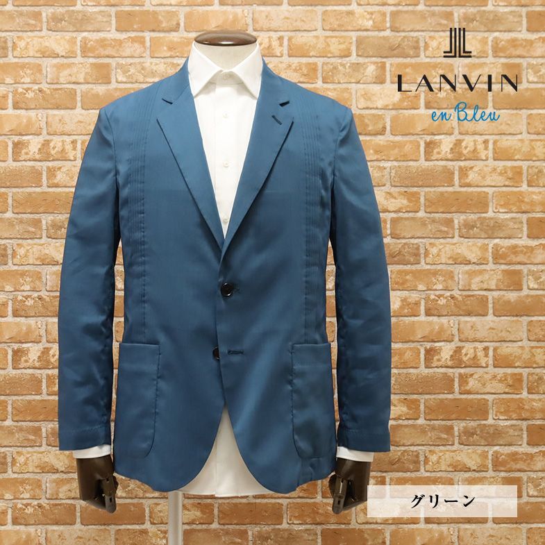 1円/春夏/LANVIN en Bleu/50Xサイズ/プリーツ カラージャケット 清涼 リネン混 無地 アンコン リゾート 新品/緑/グリーン/gf103/_画像1