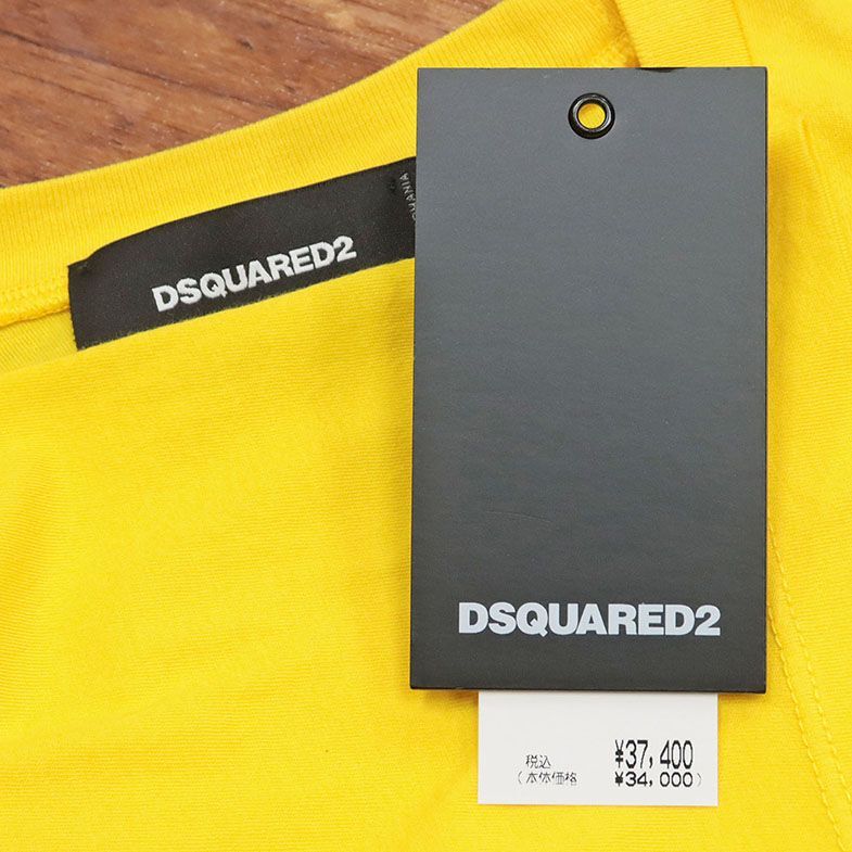 1円/DSQUARED2/Mサイズ/ロゴTシャツ S74GD0838 ジャージー快適 ポップ かわいい ストリート 半袖新品/黄色/イエロー/id199/_画像6