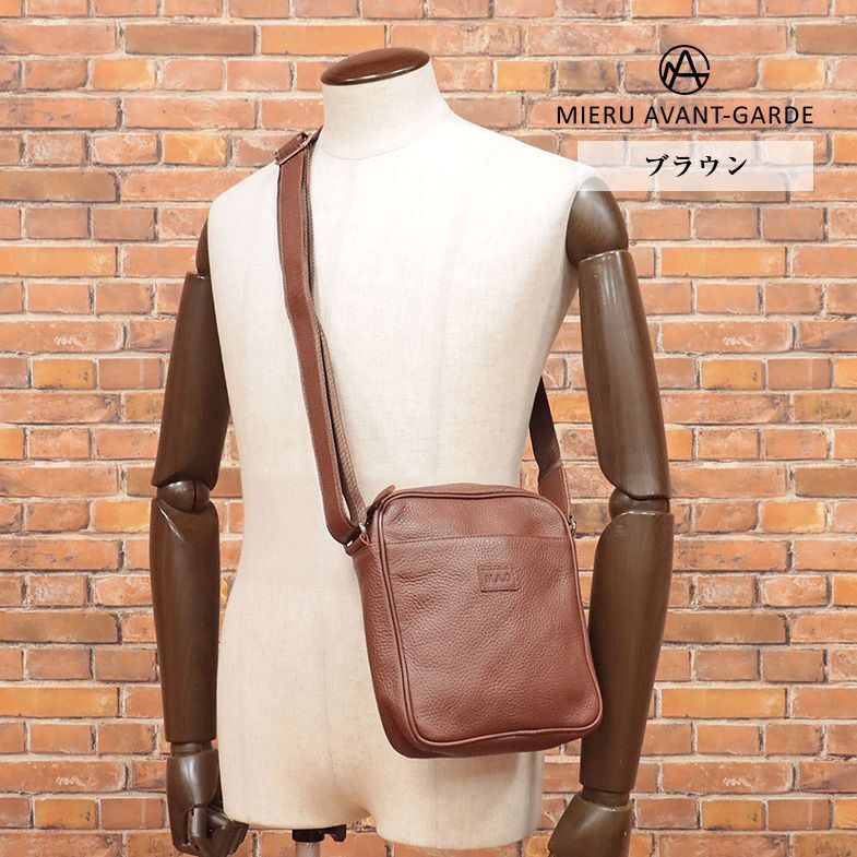 1 jpy /MIERU/ leather shoulder bag fine quality cow leather compact purse smartphone storage possibility bag shoulder .. new goods / tea color / Brown /hb368/