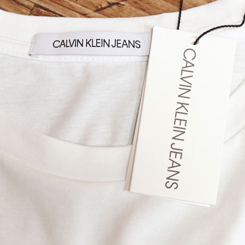 1円/春夏/CALVIN KLEIN JEANS/Lサイズ/J20J207879 ロゴ 半袖 カットソー カルバン クライン ジーンズ 新品/白/ホワイト/iz442/_画像5