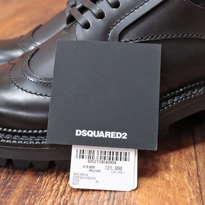 DSQUARED2/42(27-27.5cm)/レザー シューズ LUM0074 厚底ソール イタリア製 上品 モード プレッピー 新品/黒/ブラック/id299/_画像6