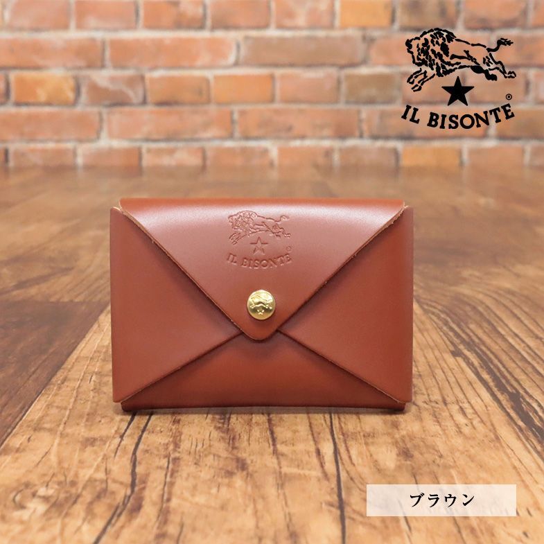 IL BISONTE/名刺入れ カードケース SCC031 レザー 小銭入れ コインケース イタリア製 男女兼用 イルビゾンテ 新品/茶色/ブラウン/ib236/_画像1