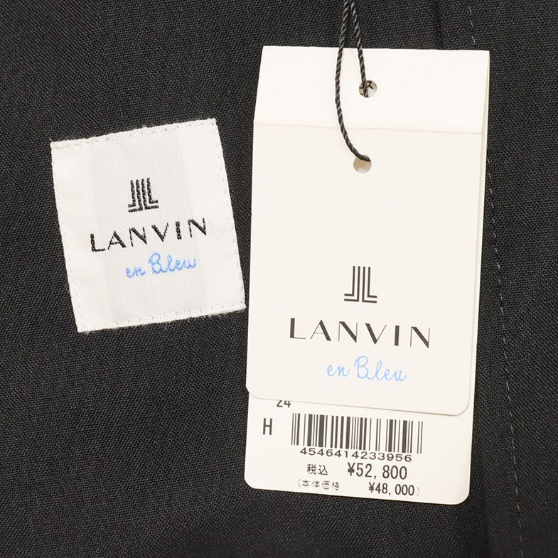 1円/春夏/LANVIN en Bleu/50サイズ/スイングトップ 清涼サマーウール ストレッチ BIGシルエット レトロ 新品/黒/ブラック/gf117/_画像7