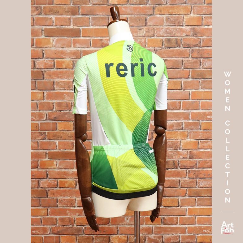 1 jpy / spring summer /reric/M size / cycle jersey made in Japan short sleeves 2WAY stretch Logo print relic new goods / green / green /iy103/