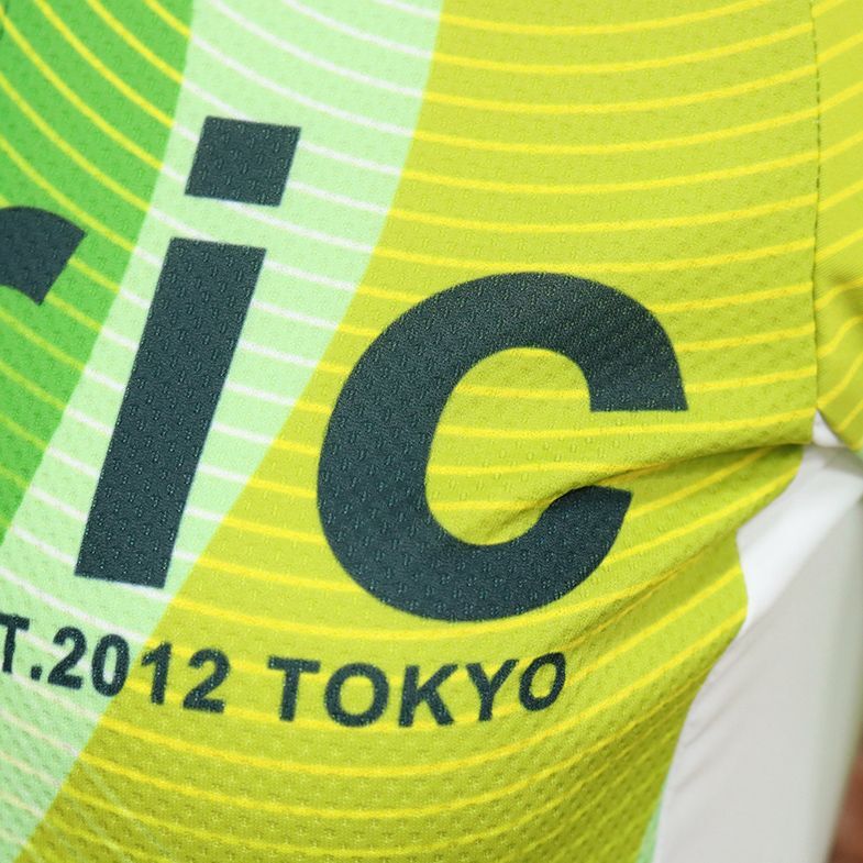 1 jpy / spring summer /reric/M size / cycle jersey made in Japan short sleeves 2WAY stretch Logo print relic new goods / green / green /iy103/
