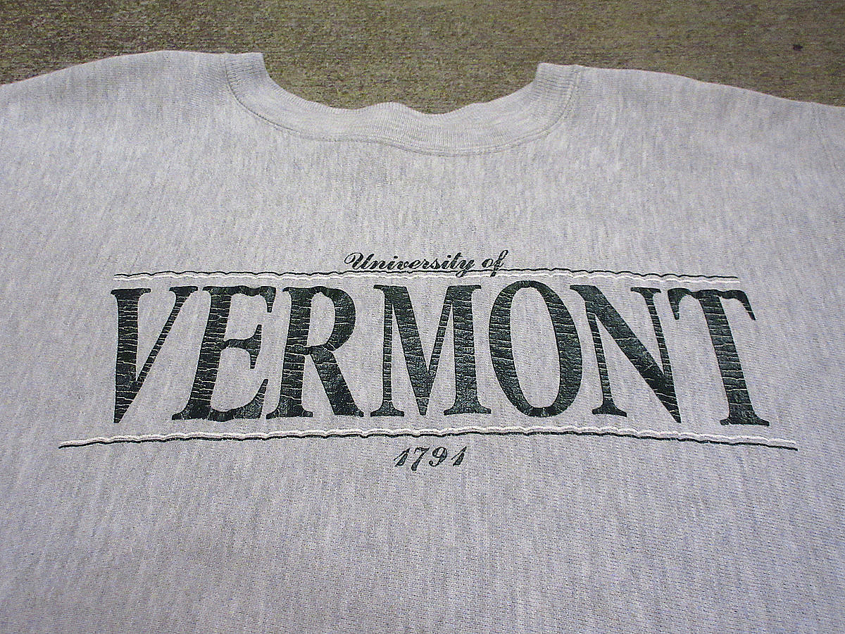 ビンテージ90's●Champion VERMONTリバースウィーブスウェットグレーsize L●240307i5-m-swsチャンピオンカレッジロゴUSA製_画像4