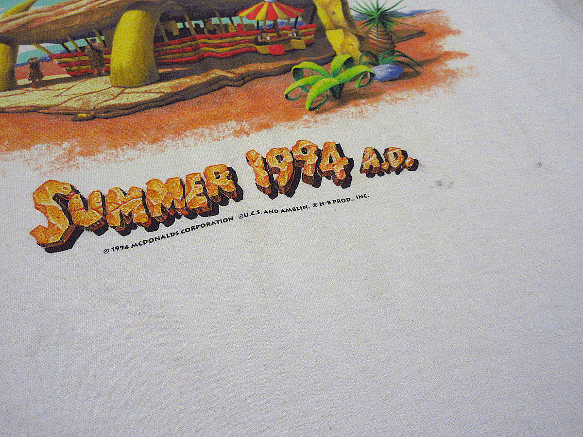 ビンテージ90's●McDonald × THE FLiNTSTONESプリントTシャツ白size XL●240314i5-m-tsh-otマクドナルドフリントストーン1994年_画像9