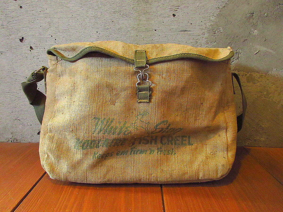  Vintage 50*s*White Stag fishing bag *240315k7-bag-shd shoulder bag fishing white s tag old clothes bag bag 