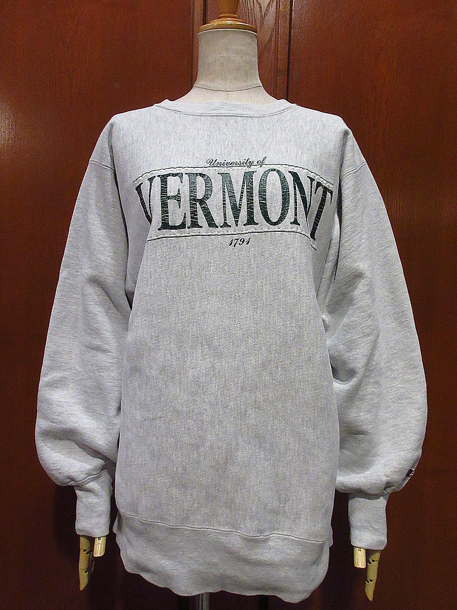 ビンテージ90's●Champion VERMONTリバースウィーブスウェットグレーsize L●240307i5-m-swsチャンピオンカレッジロゴUSA製_画像1