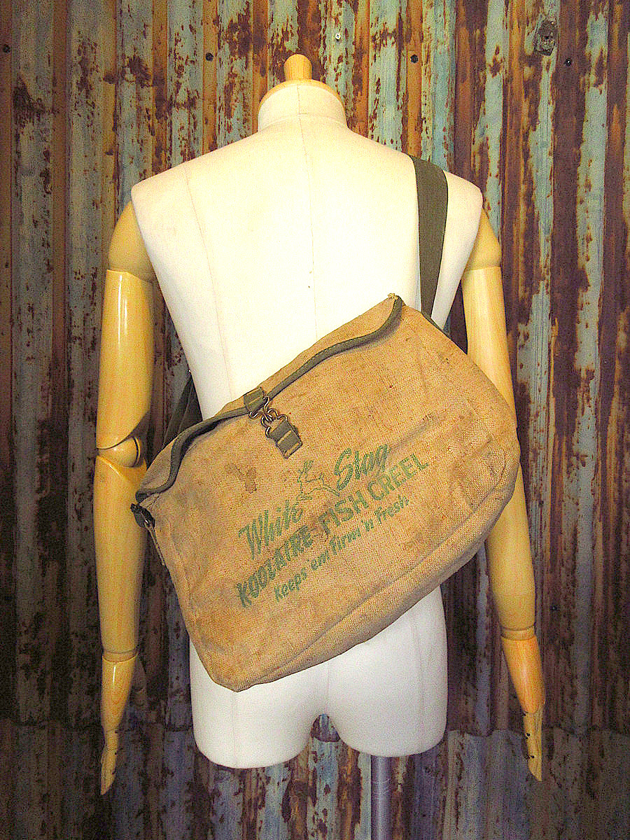  Vintage 50*s*White Stag fishing bag *240315k7-bag-shd shoulder bag fishing white s tag old clothes bag bag 