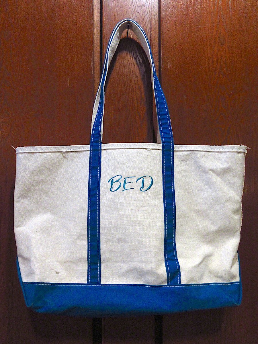 ビンテージ90's●DEADSTOCK L.L.Beanロングハンドルキャンバストートバッグ生成り×ターコイズブルーsize XL●240314c6-bag-tt_画像1