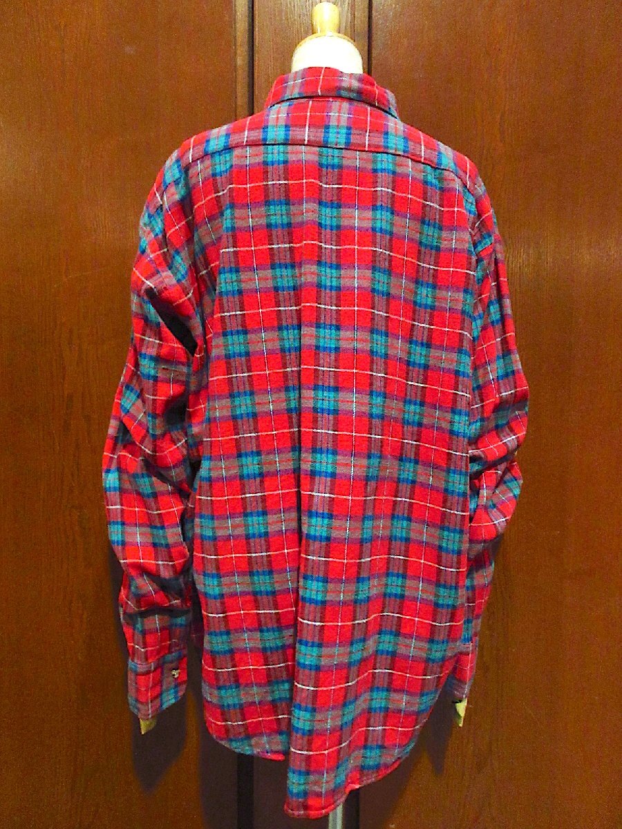 ビンテージ80’s●Par Fourチェックフランネルシャツsize XL●240323m5-m-lssh-nl長袖トップス米国製メンズ古着_画像2