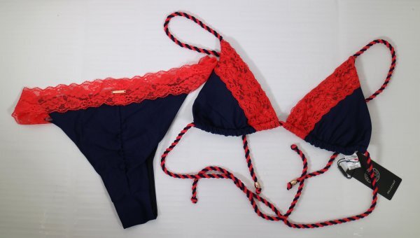 16 01812 * [RELLECIGA] lady's race triangle bikini set navy size : M[ outlet ]