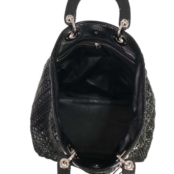 Christian Dior クリスチャンディオール メッシュ レザー トート ハンド バッグ 鞄 Sz.F　レディース 黒 イタリア製　K4G00003_2#U_画像7