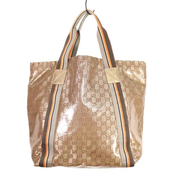 イタリア製★ GUCCI グッチ GGクリスタル コーティング キャンバス トート バッグ Sz.F レディース ゴールド K4G00012_2#Uの画像6