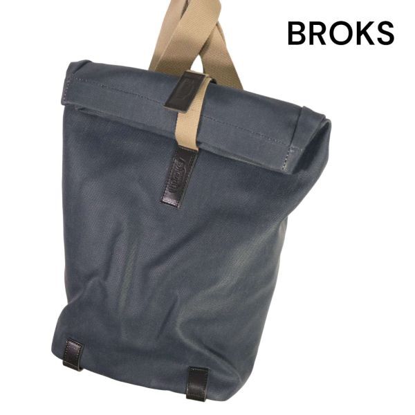 イタリア製★ BROOKS ブルックス コーティング キャンバス★ リュック デイパック バックパック Sz.F　メンズ ネイビー　K4G00040_3#U