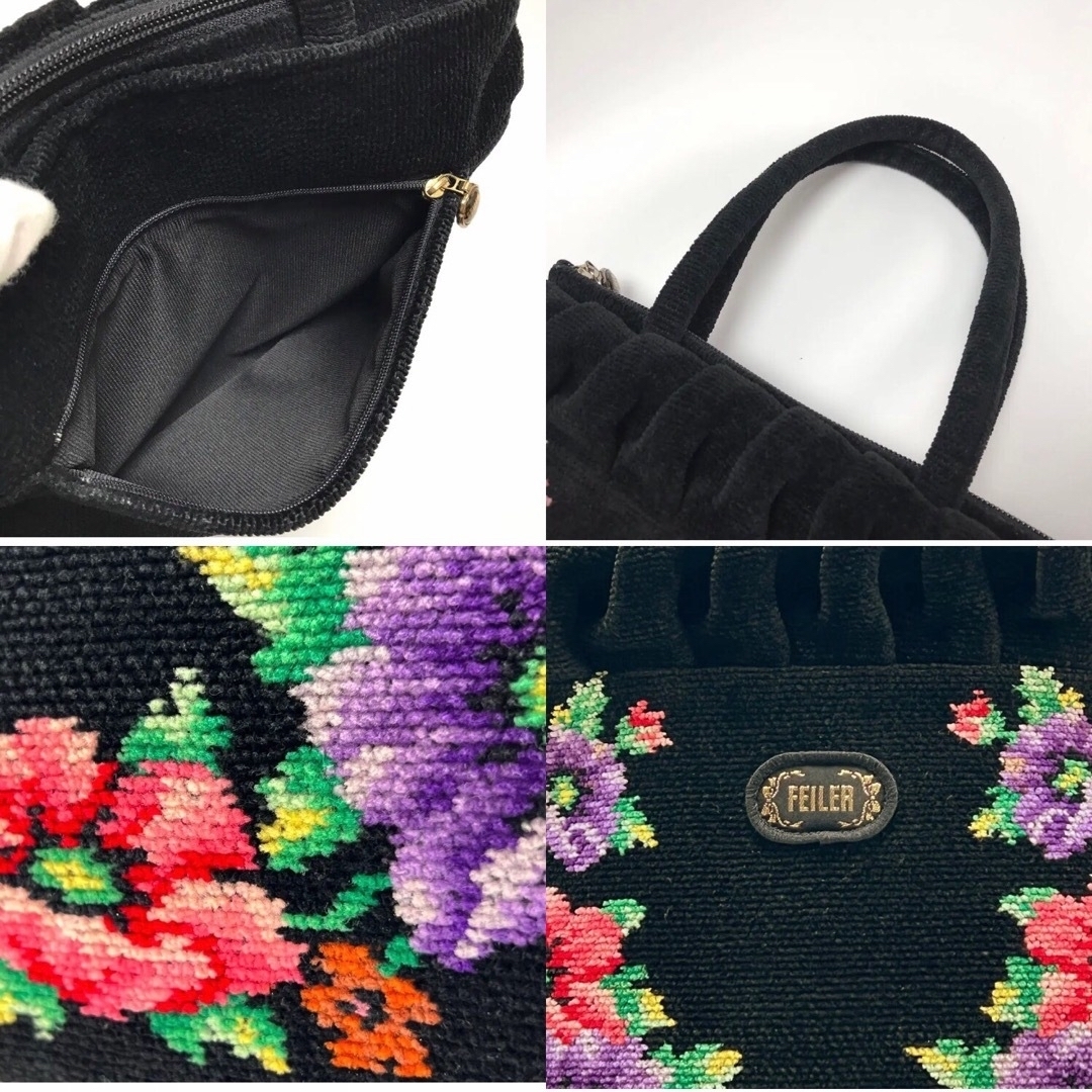 美品◎ フェイラー 肩かけ可 シュニール織 花柄 トートバッグ