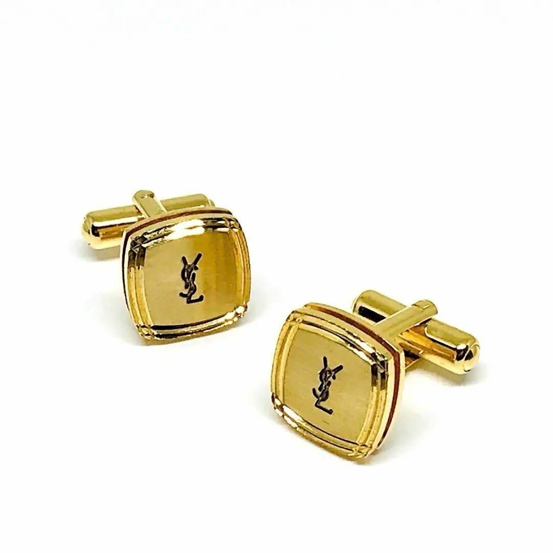 YSL Yves Saint Laurent イブ サンローラン カフス カフリンクス ネクタイピン ゴールド アクセサリー ビジネス スーツ ロゴ ブランド