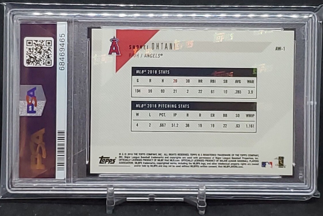 大谷翔平選手 2018年MLBルーキーオブザイヤー受賞記念カード#AW-1(PSA満点)_画像2