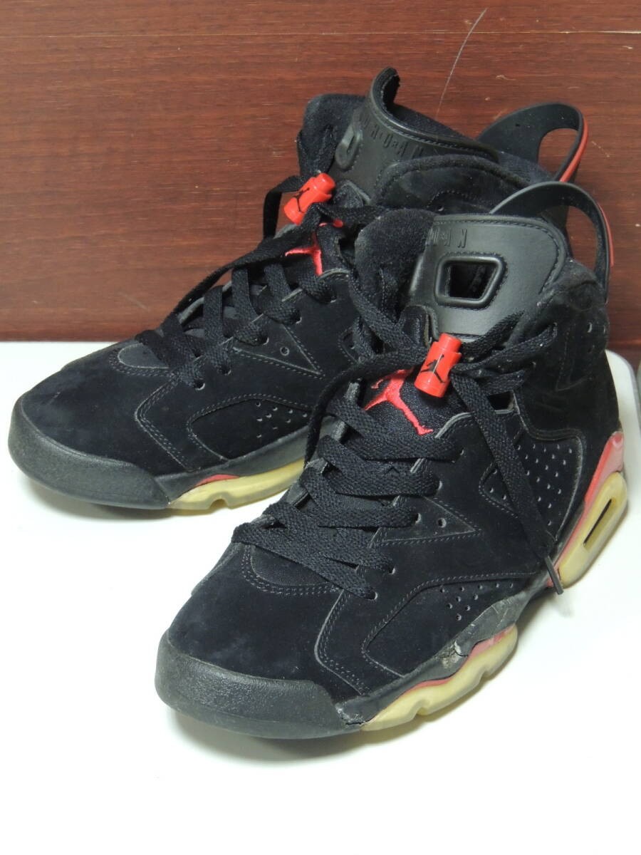 ★09年製 25.5cm ジャンク現状 NIKE AIR JORDAN 6 RETRO ナイキ エアジョーダン6 レトロ BLACK VARSITY RED 384664-061 黒 赤 ブルズカラー_画像1