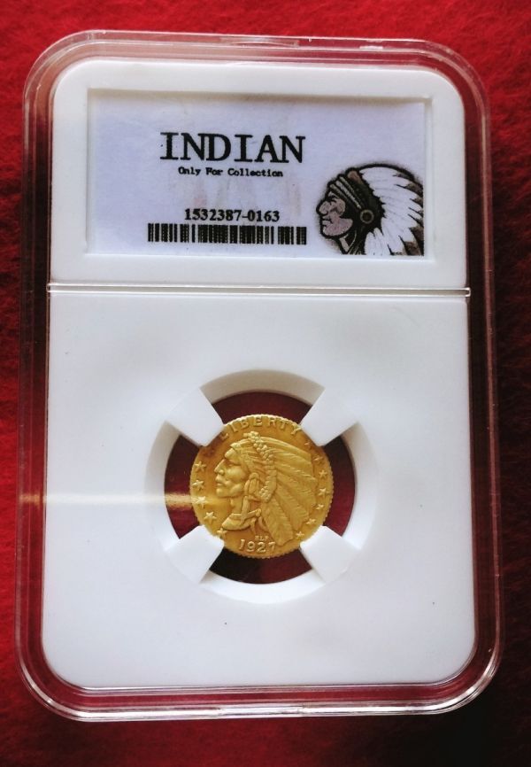 ■ 1927年 アメリカインディアン金貨 硬貨 スラブケース入りの画像1
