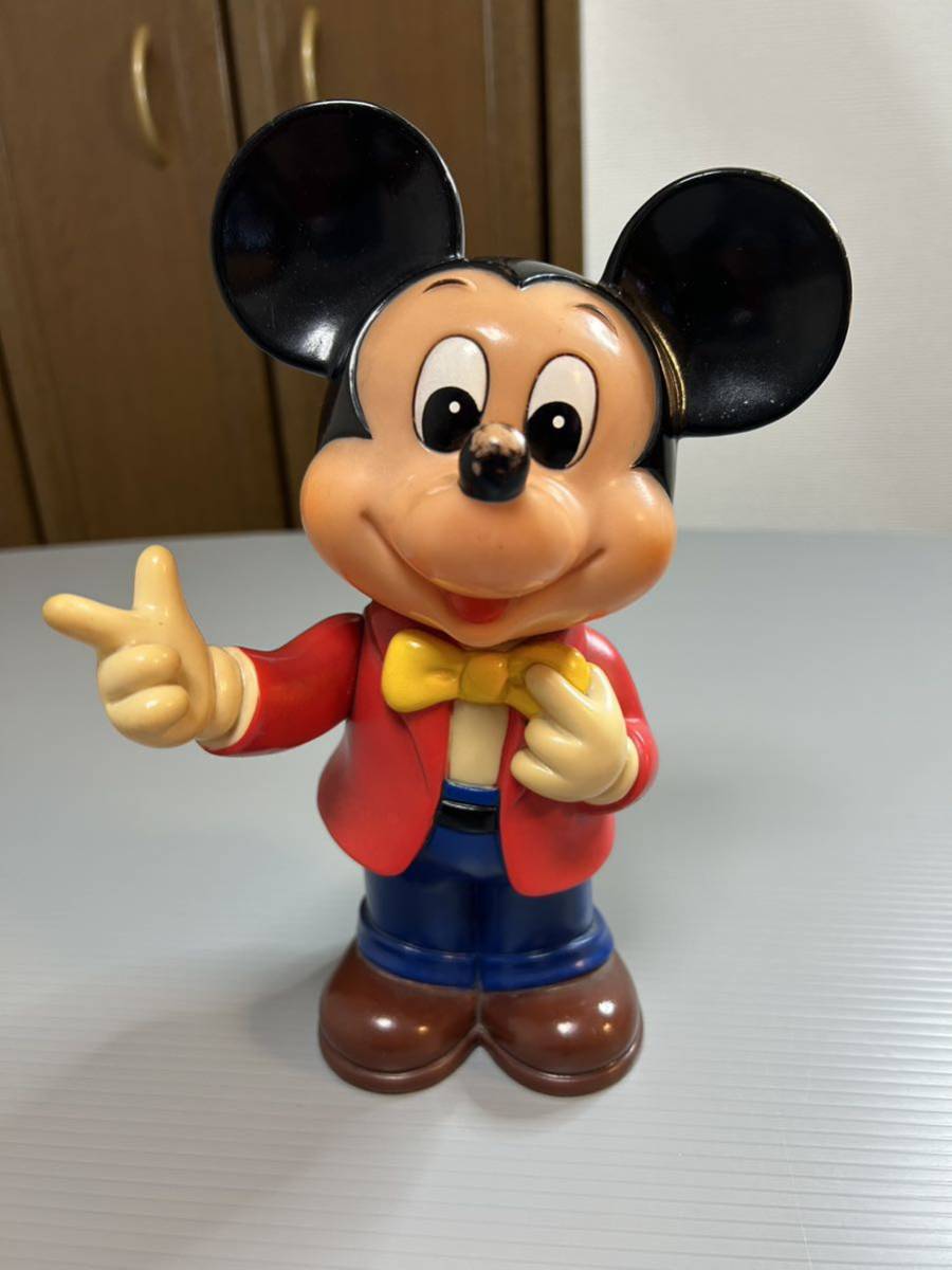 ミッキーマウス 貯金箱 ディズニー ソフビ 1970年代物_画像1