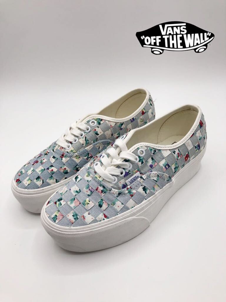 【未使用品】 VANS バンズ ウィメンズ スリッポン チェッカー 花柄 厚底 アウトレット スニーカー シューレース サイズ24.5cm 箱無し721356_画像1