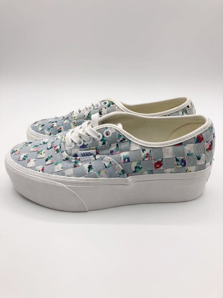 【未使用品】 VANS バンズ ウィメンズ スリッポン チェッカー 花柄 厚底 アウトレット スニーカー シューレース サイズ24.5cm 箱無し721356_画像8