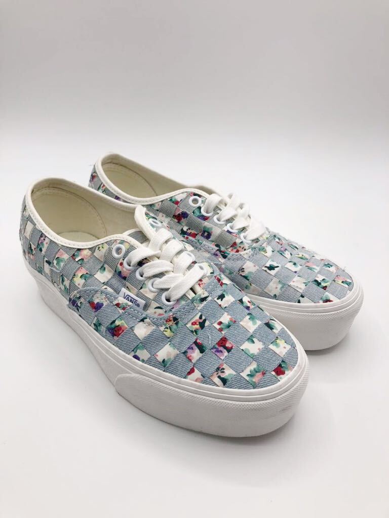 【未使用品】 VANS バンズ ウィメンズ スリッポン チェッカー 花柄 厚底 アウトレット スニーカー シューレース サイズ24.5cm 箱無し721356_画像2