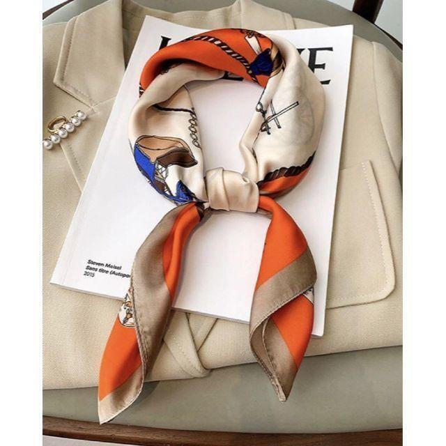 [ new goods ] orange orange silk satin hose pattern large size scarf bandana charm 